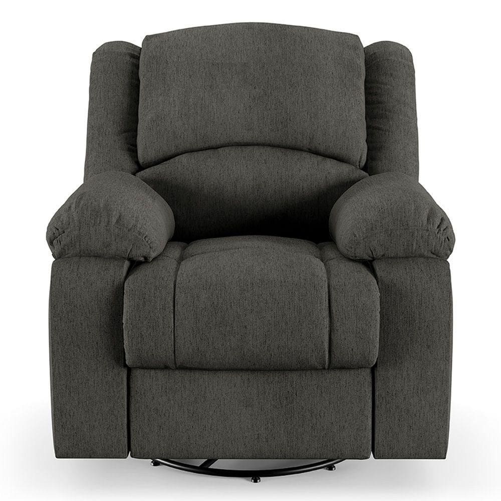 Poltrona Do Papai Reclinável Sala De Cinema Barcelona Glider Manual Giratória Linho Chumbo