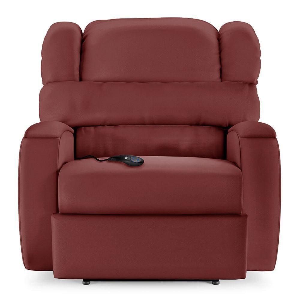 Poltrona Do Papai Sala De Cinema Reclinável Manchester Controle Elétrico Usb Pu Vermelho