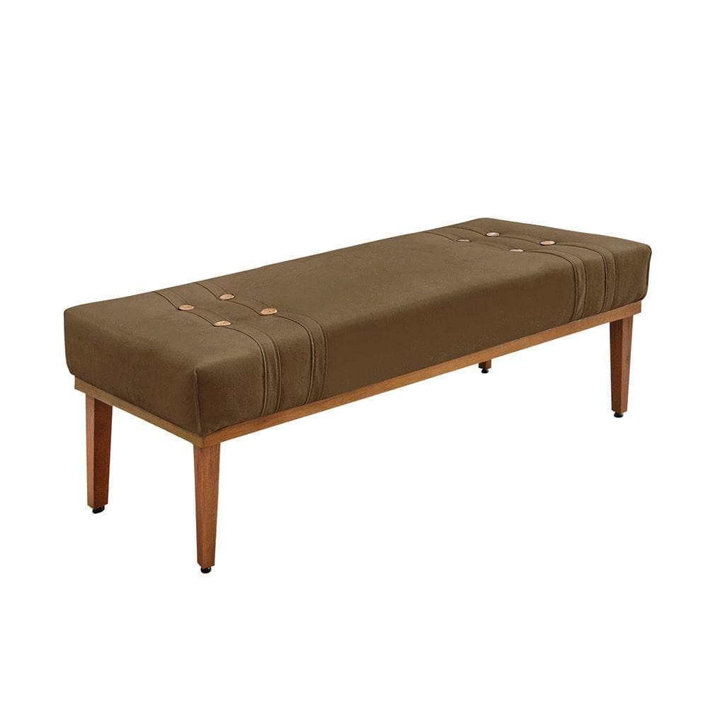 Divã Recamier Banco Base Madeira Para Quarto Gênova 140cm Suede S04 - D`rossi Cor Caramelo