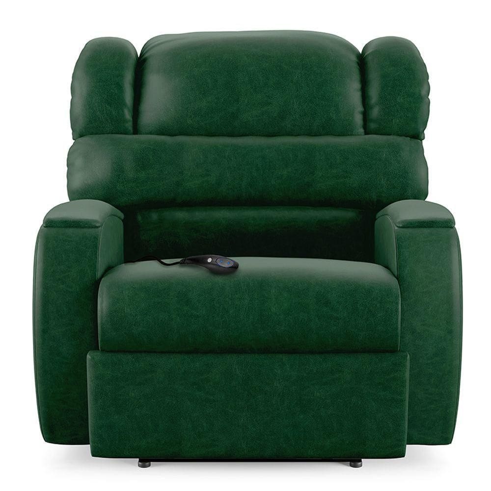 Poltrona Do Papai Sala De Cinema Reclinável Manchester Controle Elétrico Pu Verde Musgo