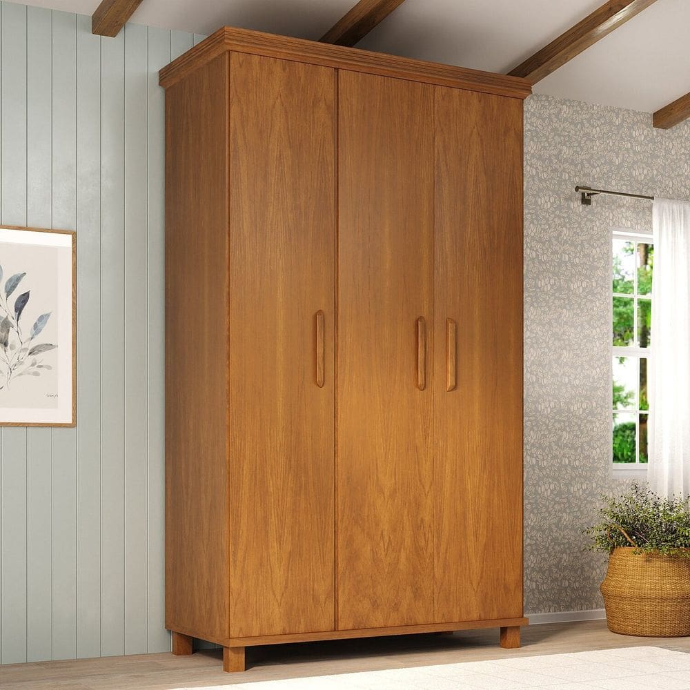 Guarda-roupa 4 Portas 3 Gavetas Ibiza Mogno Mel