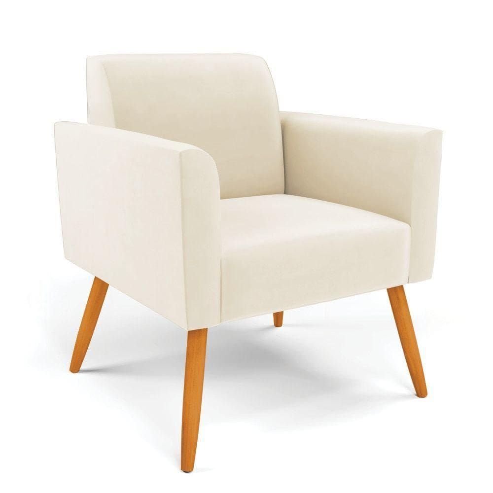 Poltrona Pés Palito Castanho Marisa Veludo Bege D03 - D`rossi