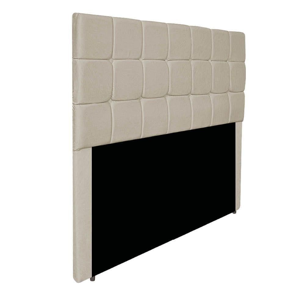 Cabeceira Estofada Manchester 140 Cm Casal Suede - Doce Sonho Móveis Cor Bege