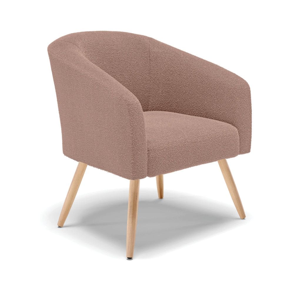Poltrona Decorativa Pé Palito Natural Stella Bouclê Rosê D03 - D`Rossi