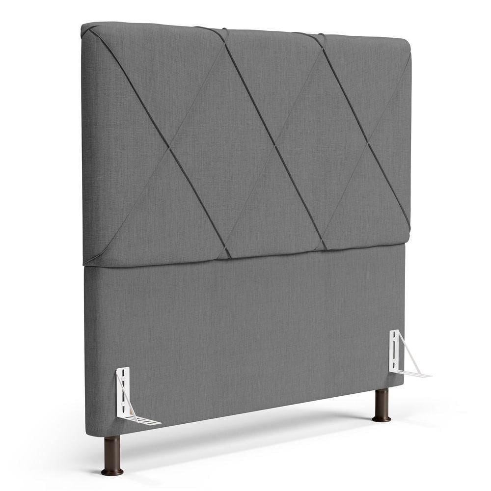 Cabeceira Cama Box Casal Mel 140cm Com Frame Linho Cinza - Desk Design