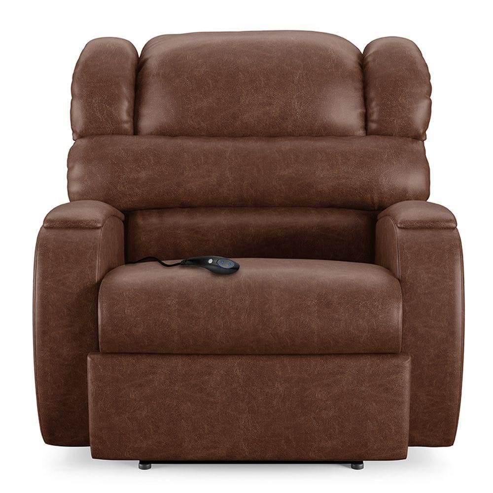 Poltrona Do Papai Sala De Cinema Reclinável Manchester Controle Elétrico Usb Pu Marrom Brilho
