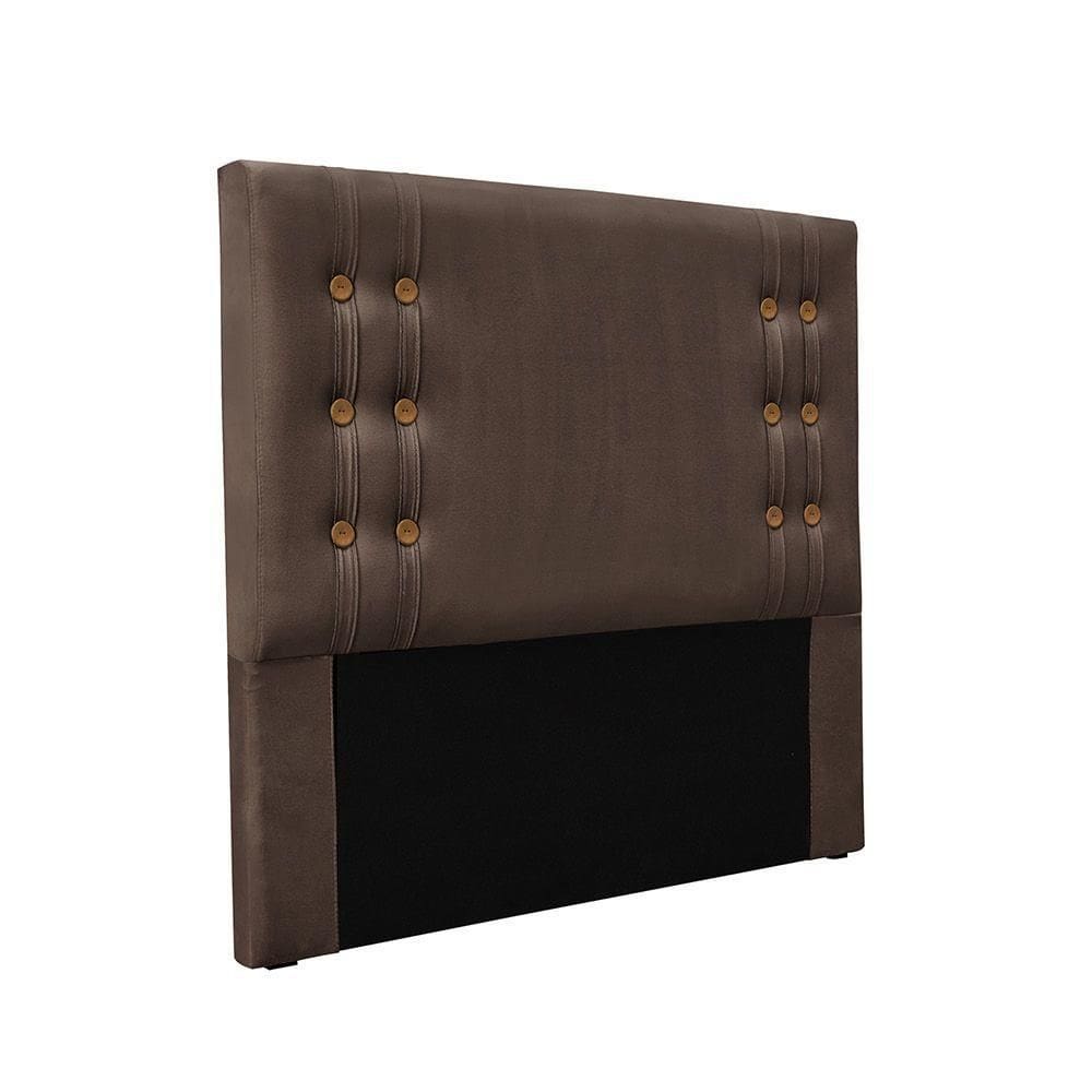 Cabeceira Cama Box King 195cm E Recamier Gênova Veludo S04 - D`rossi Cor Marrom