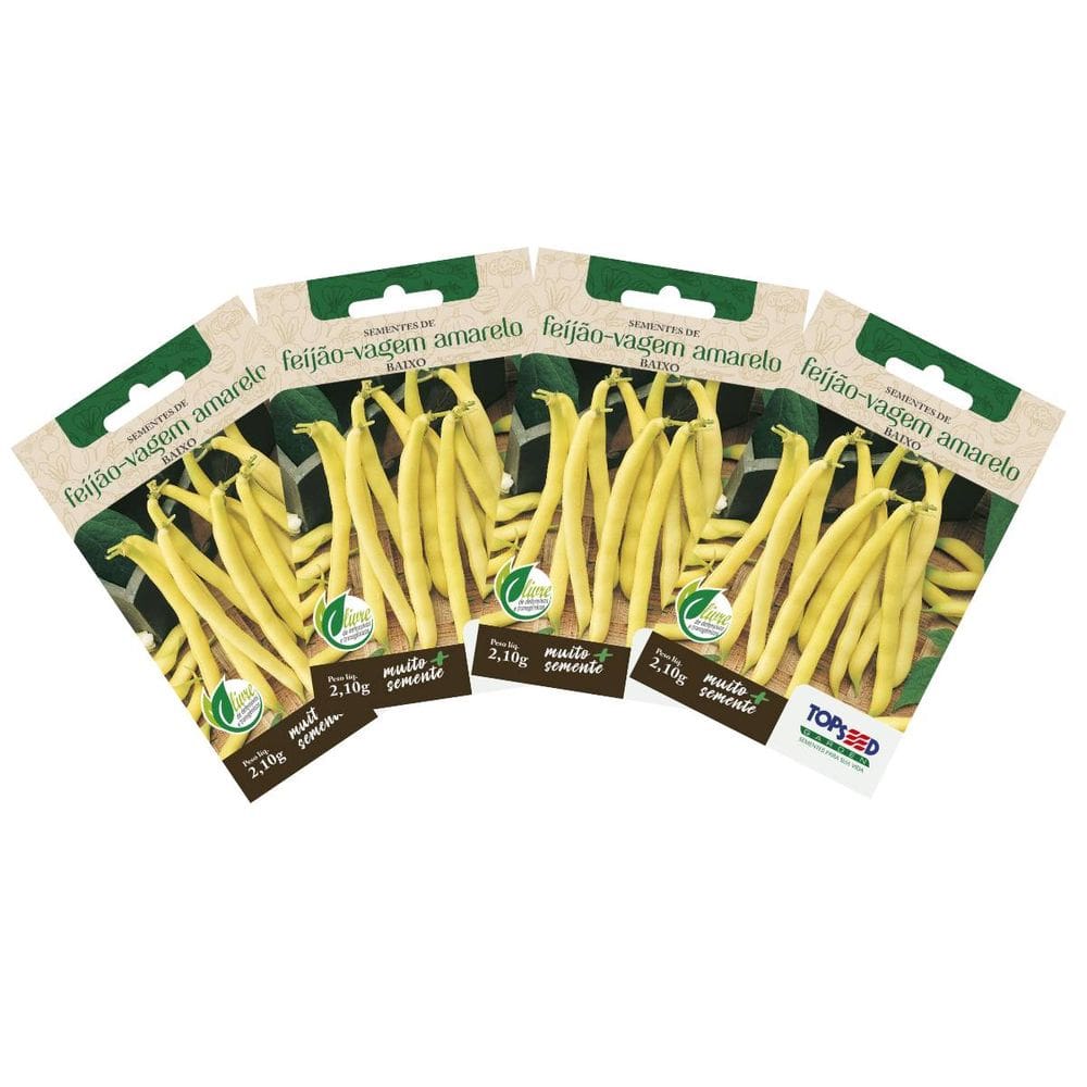 4X Sementes de Feijão Vagem Rasteiro Amarelo Baixo TOPSEED