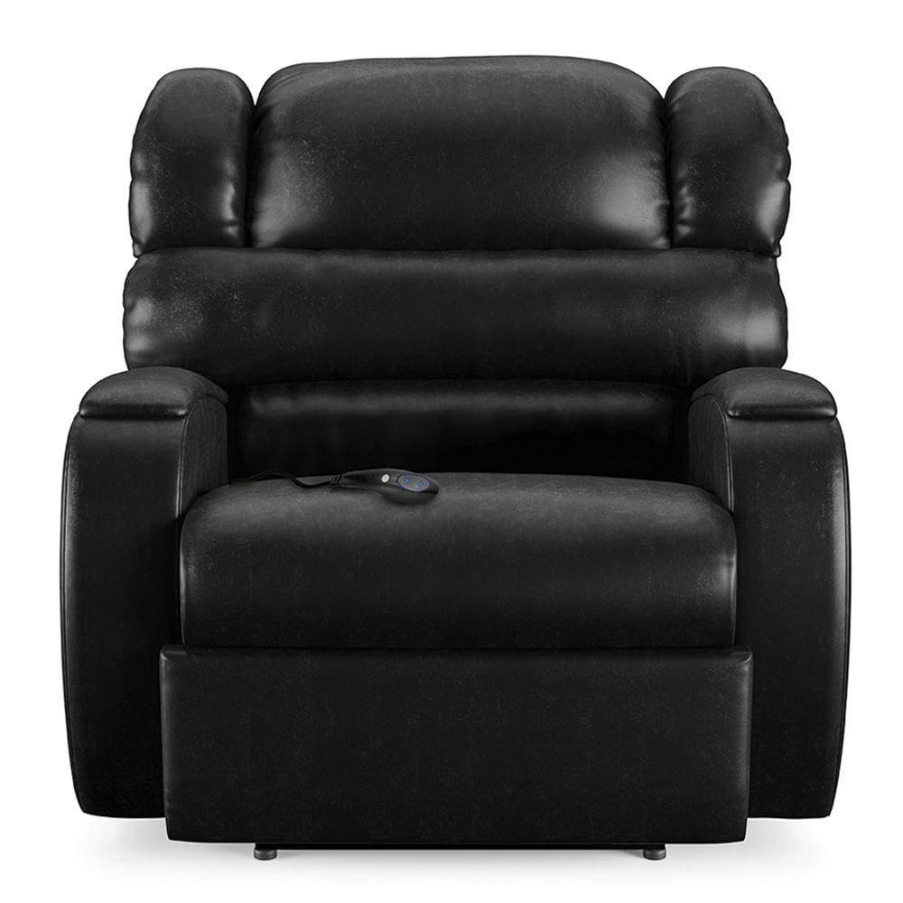 Poltrona Do Papai Sala De Cinema Reclinável Manchester Controle Elétrico Pu Preto Brilho