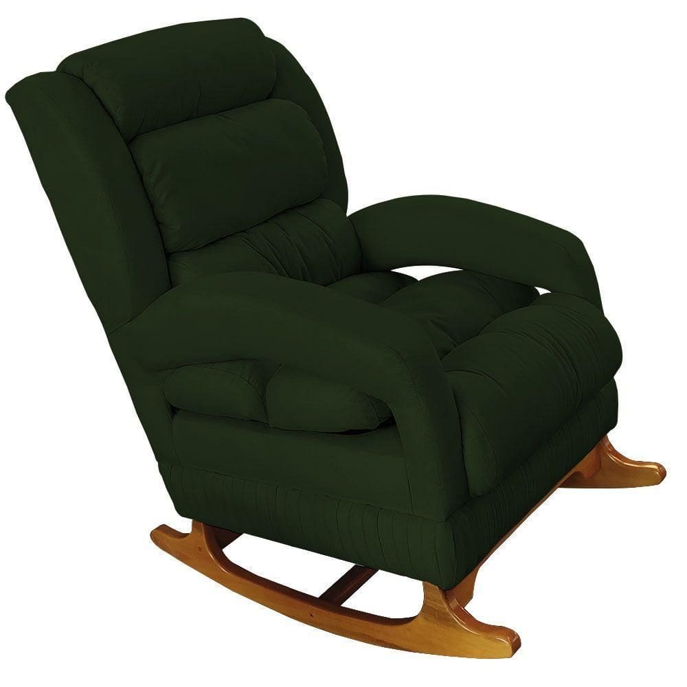 Poltrona De Amamentação Com Balanço Luna Suede Verde Base De Madeira C05 - D`rossi