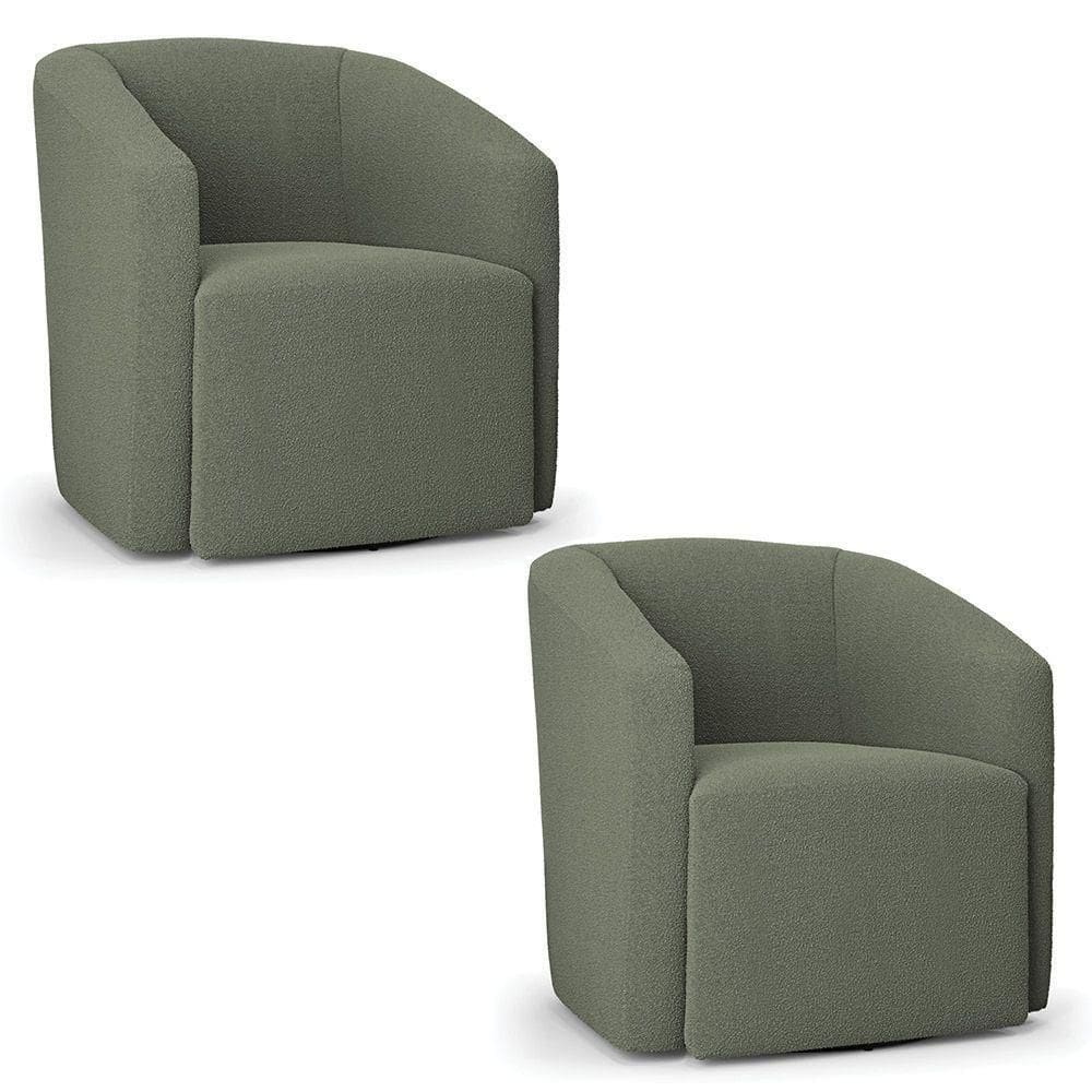 Poltrona Sala De Estar Base Giratória Kit 2 Poltronas Stella Max Bouclê Menta D03