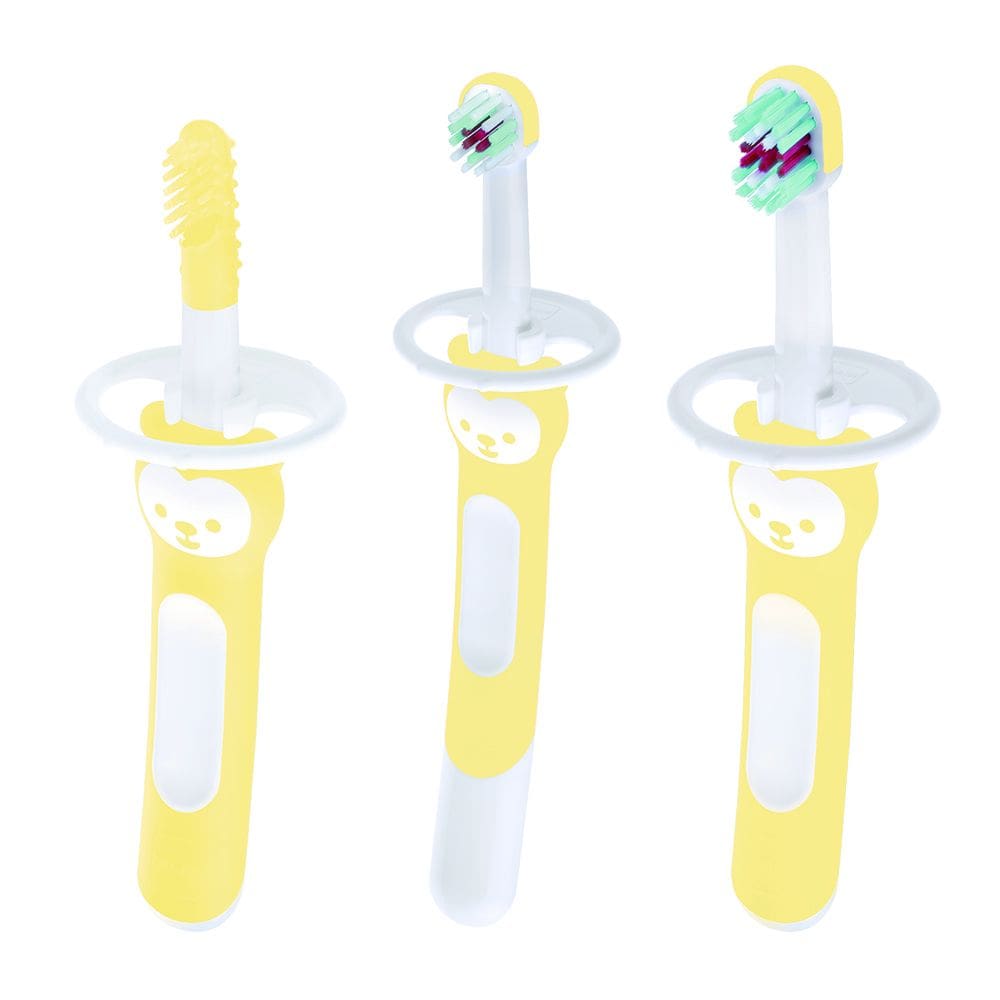 Kit com 3 Escovas de Dente para Bebê Brushes Amarelo - MAM