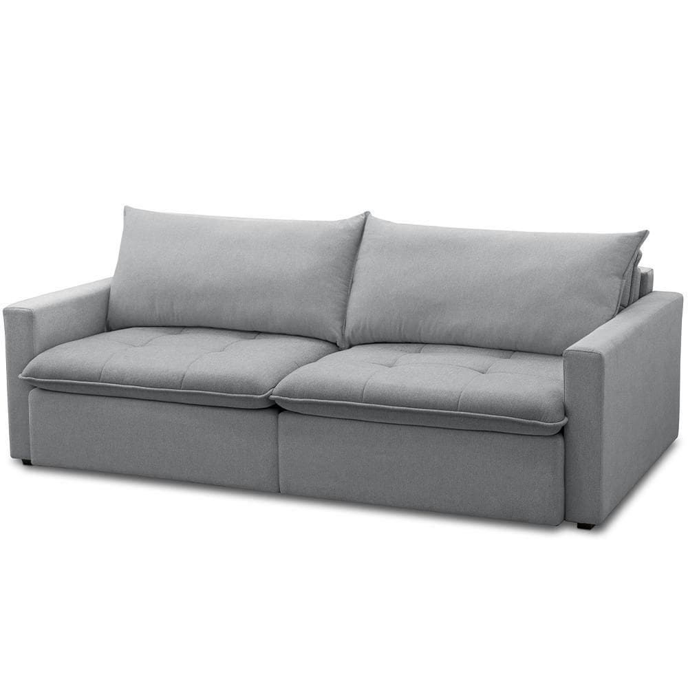 Sofá Cama Retrátil Reclinável Para Sala De Estar 208cm Lari F04 Linho Cinza
