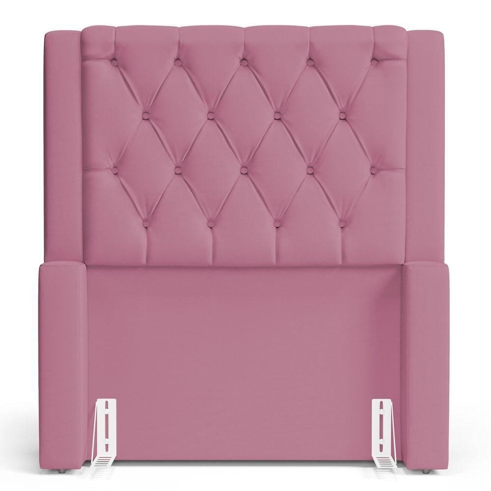 Cabeceira Atena Para Cama Box Solteiro 90cm Capitonê Com Frame Suede Rosa - Desk Design
