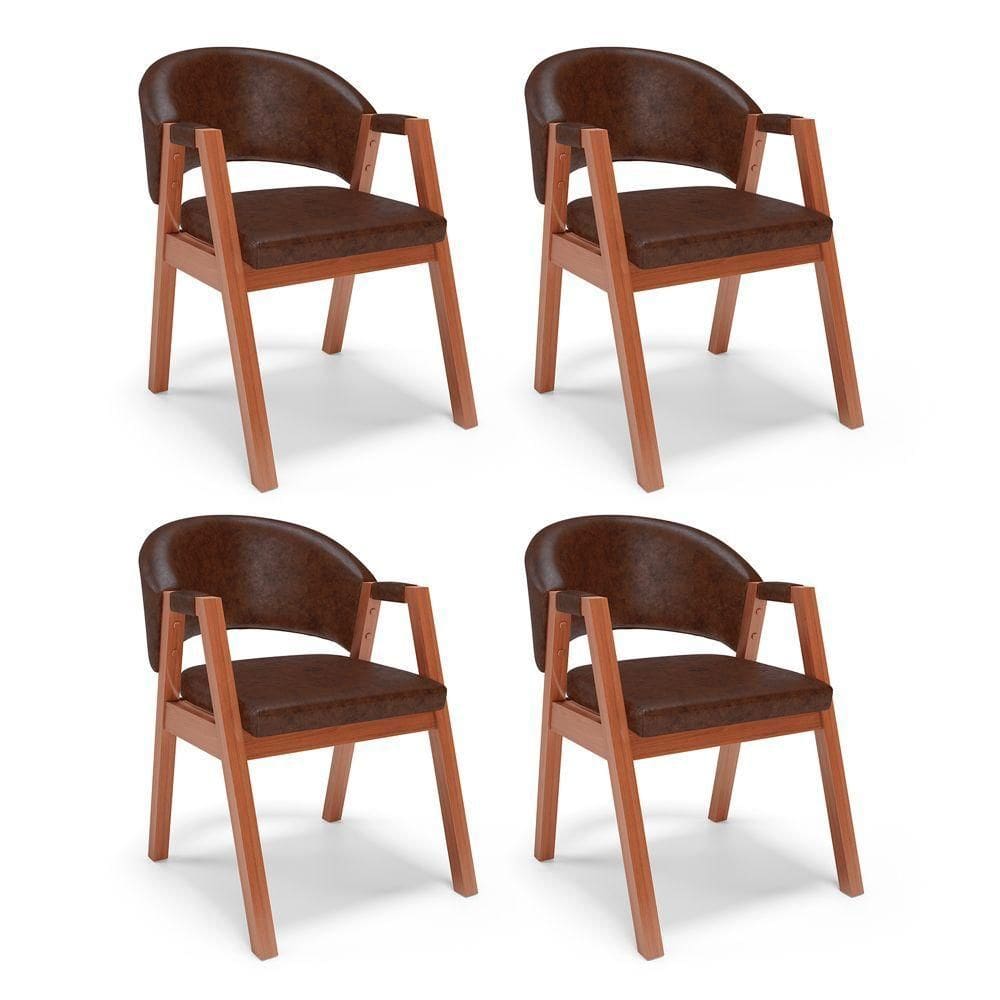 Kit 04 Cadeiras De Jantar E Living Anisha Estofada Couríssimo Whisky - Desk Design