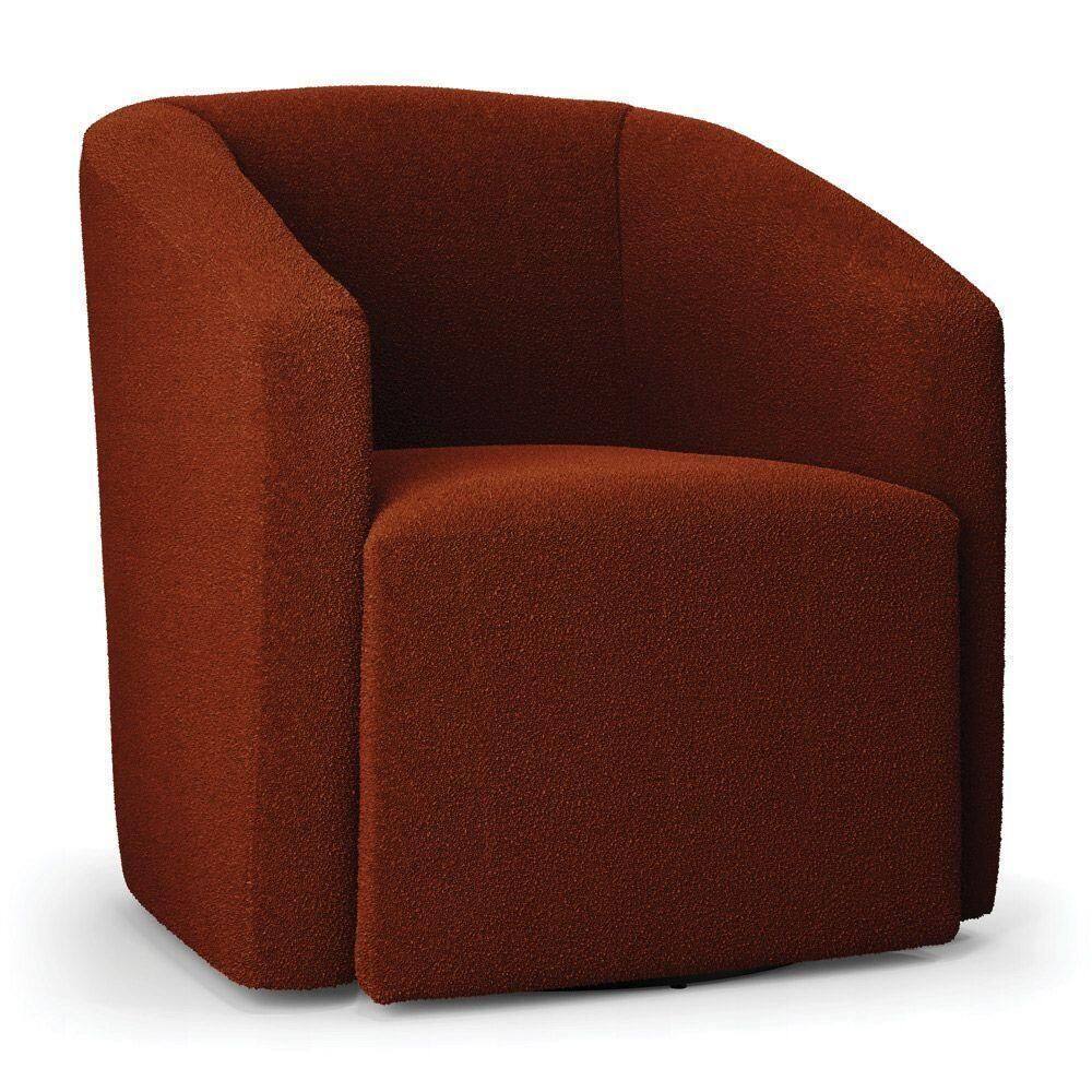 Poltrona Stella Max Bouclê Terracota Base Giratória - D`rossi