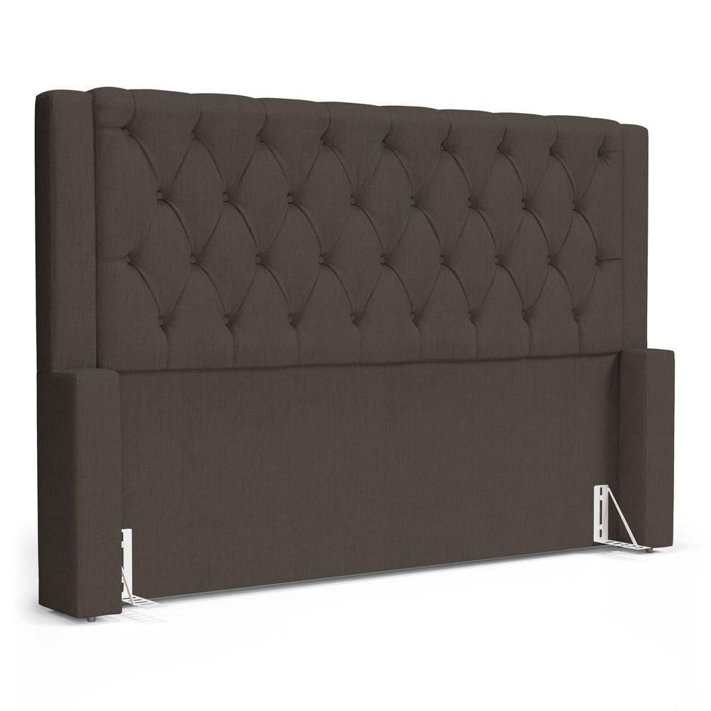 Cabeceira Atena Para Cama Box Queen Size 160cm Capitonê Com Frame Linho Cacau - Desk Design