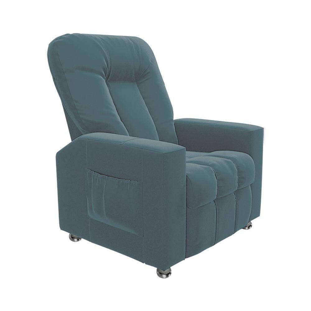 Poltrona Do Papai Reclinável Para Cinema Sora Veludo Azul Claro Fh1 - D`rossi