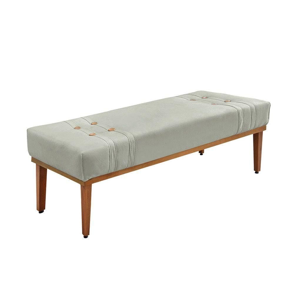 Divã Recamier Banco Base Madeira Para Quarto Gênova 160cm Veludo Prata S04 - D`rossi