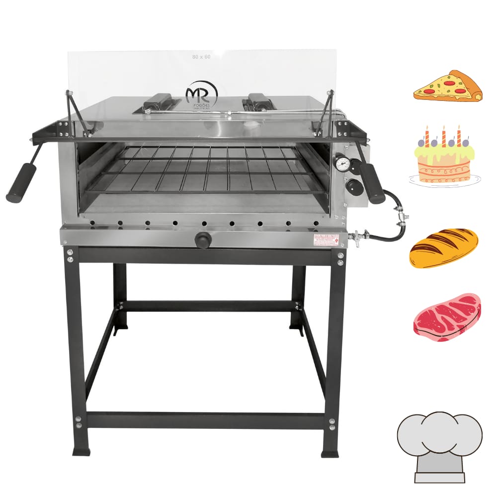 Forno de Pizza Industrial à Gás com Infravermelho 80x60cm Inox MR Fogões