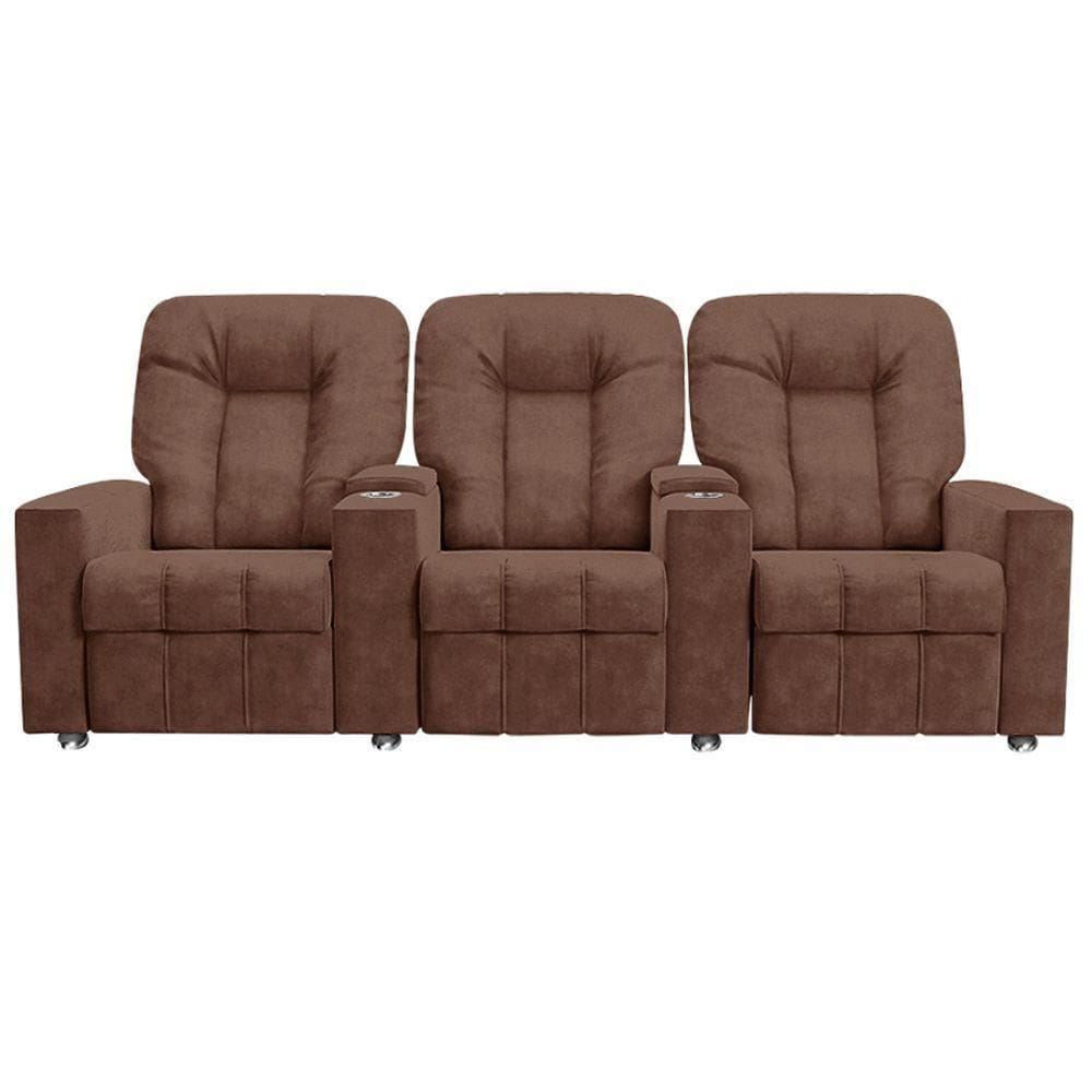 Poltrona Reclinável Para Cinema 3 Lugares Sora Veludo Terracota Fh1 - D`rossi