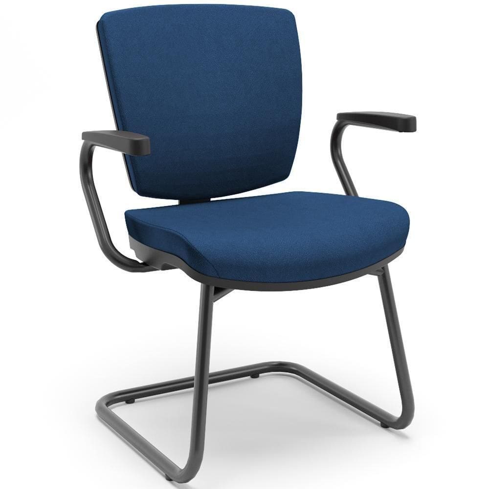 Cadeira De Escritório Fixa Executiva Office Preto Slim Baixa Flexi P03 PoliésterAzul