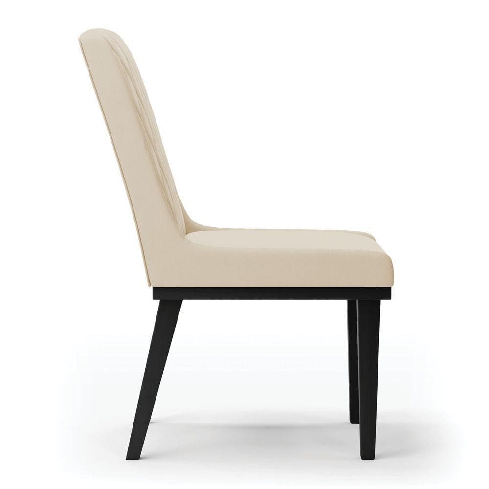 Cadeira Sala De Jantar Base Madeira Preto Sofia Suede D03 - D`rossi Cor Bege