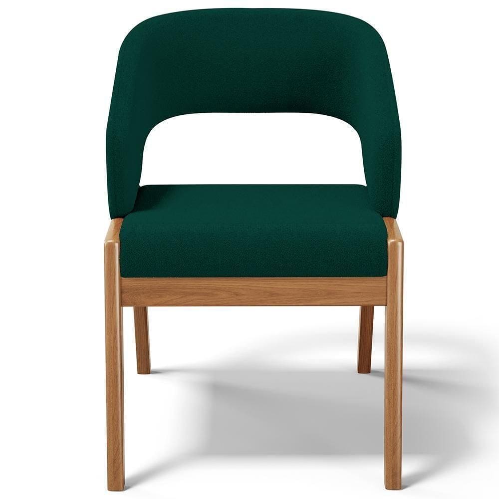 Cadeira De Jantar E Estar Living Estofada Lince L02 Bouclê Verde - Lyam Decor