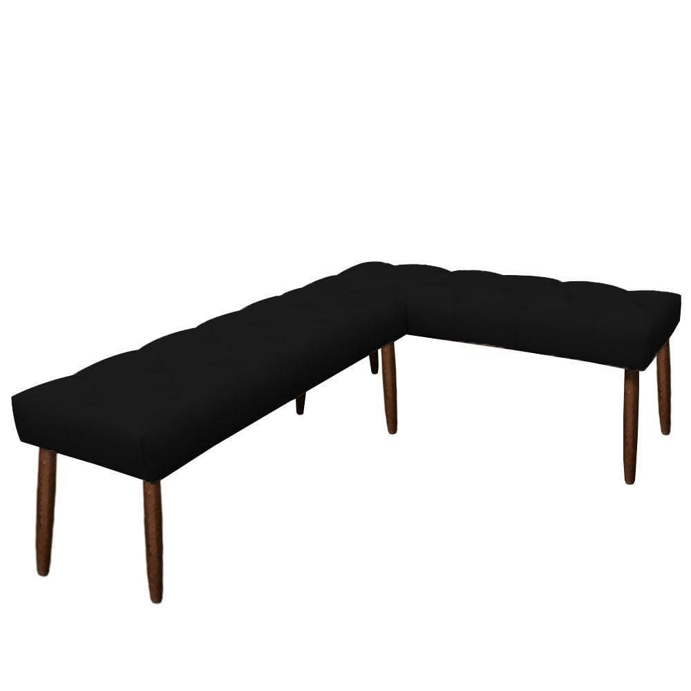 Banco De Canto Estofado Sira Suede Preto Pés Palito Castanho C05 - D`rossi