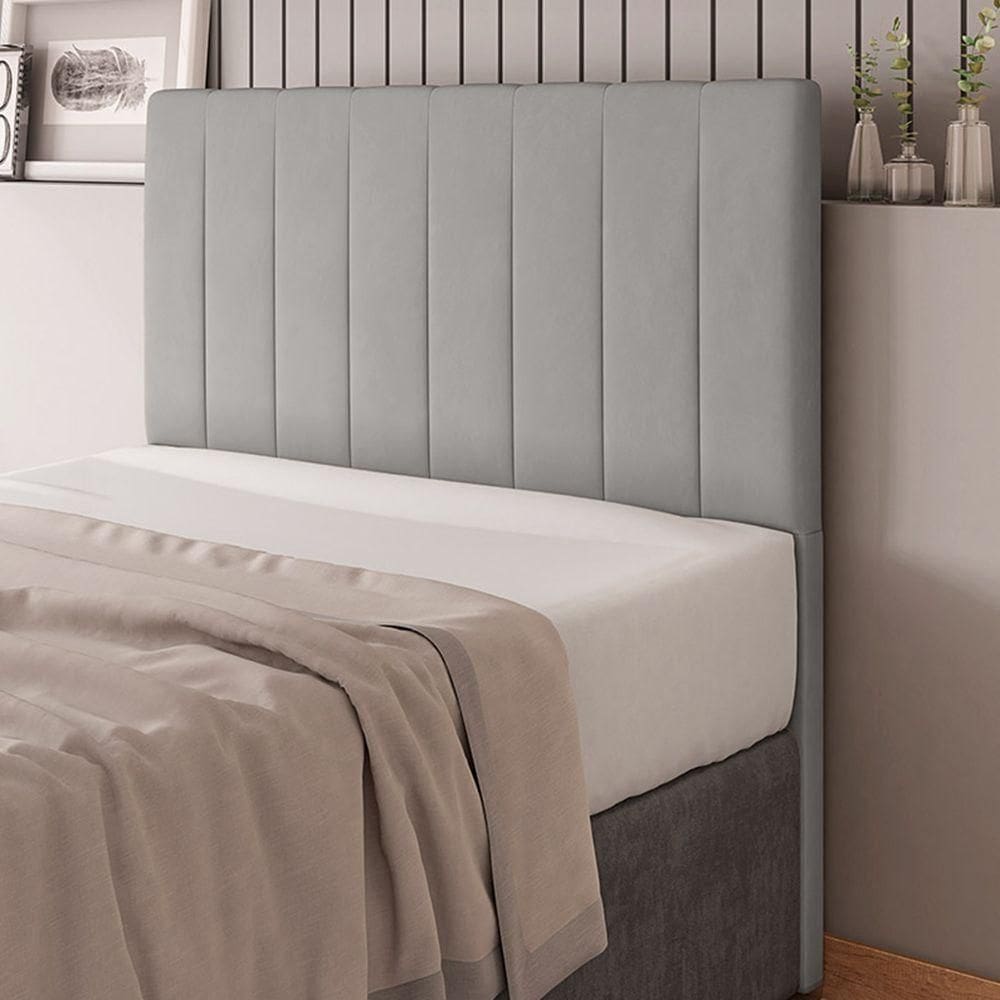 Cabeceira Cama Box Casal Ivana 140cm Veludo Prata - Abmaza