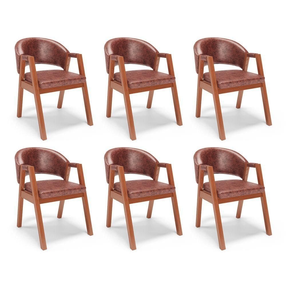 Kit 06 Cadeiras De Jantar E Living Anisha Estofada Couríssimo Marrom Cleveland - Desk Design