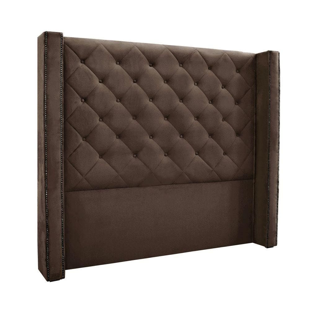Cabeceira Cama Box King 195cm E Recamier Vicenza Veludo Marrom S04 - D`rossi