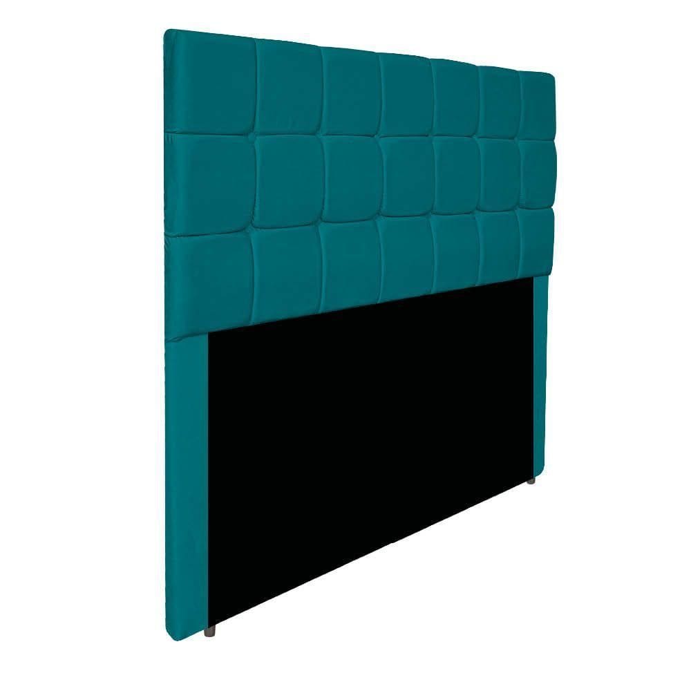 Cabeceira Estofada Manchester 140 Cm Casal Suede - Doce Sonho Móveis Cor Azul Turquesa