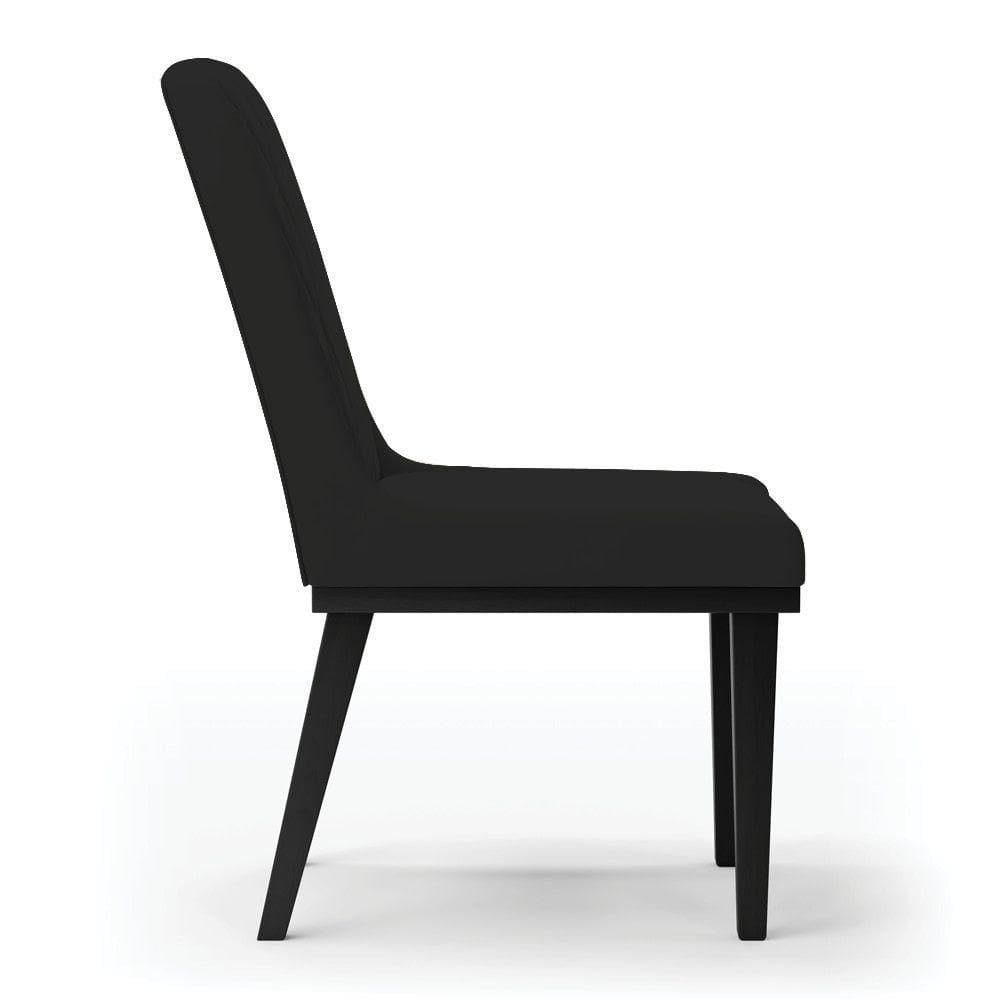 Cadeira Sala De Jantar Base Madeira Preto Kit 6 Sofia Veludo D03 - D`rossi Cor Preto