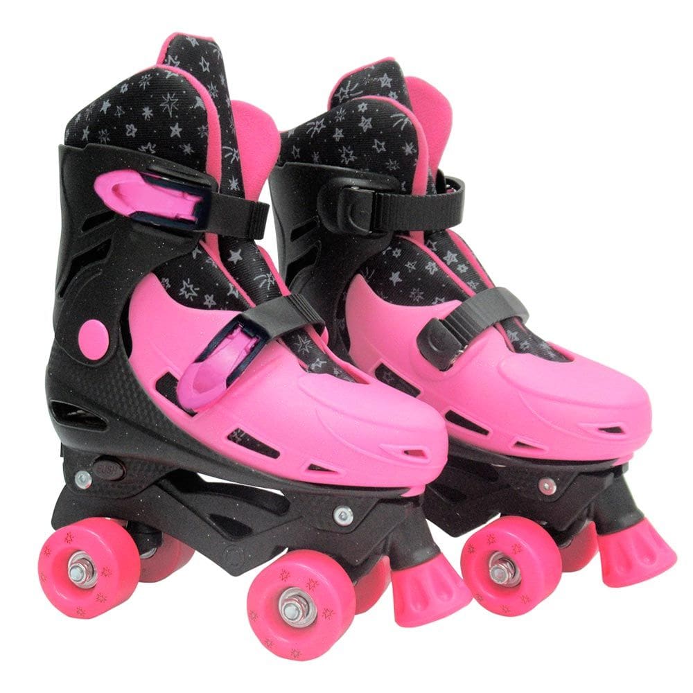 Patins Roller Pink Com Gliter De Plástico Ajustável Numeração Do 33 Ao 36