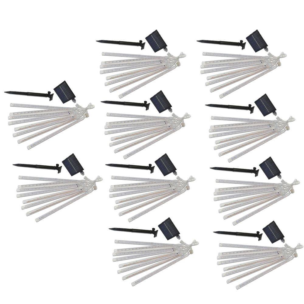 Cascata Solar 8 Tubos Snow Fall Natal Bastao Kit 10 Uni Decoraçao Natalino Fim de Ano Iluminaçao Arvore Festa Evento Comemoraçao Casa