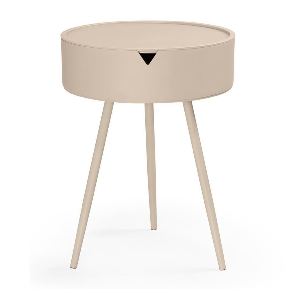 Mesa Lateral-apoio Redonda Multifuncional Mônaco - Nude