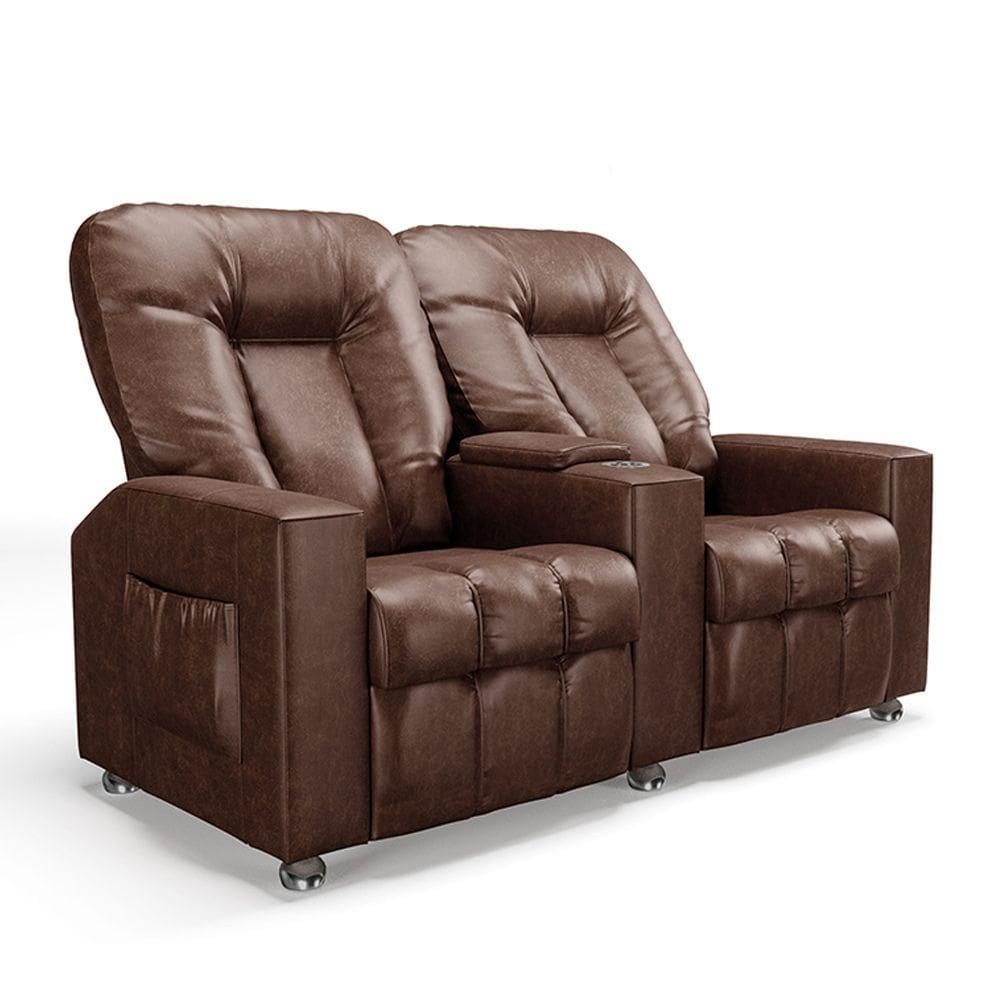 Poltrona Reclinável Para Cinema 2 Lugares Sora Pu Marrom Fh1 - D`rossi