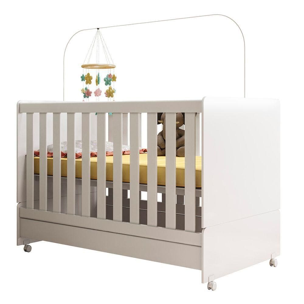 Berço Mini Cama Infantil Encanto 2 Em 1 Com Rodízios Branco - Abmaza