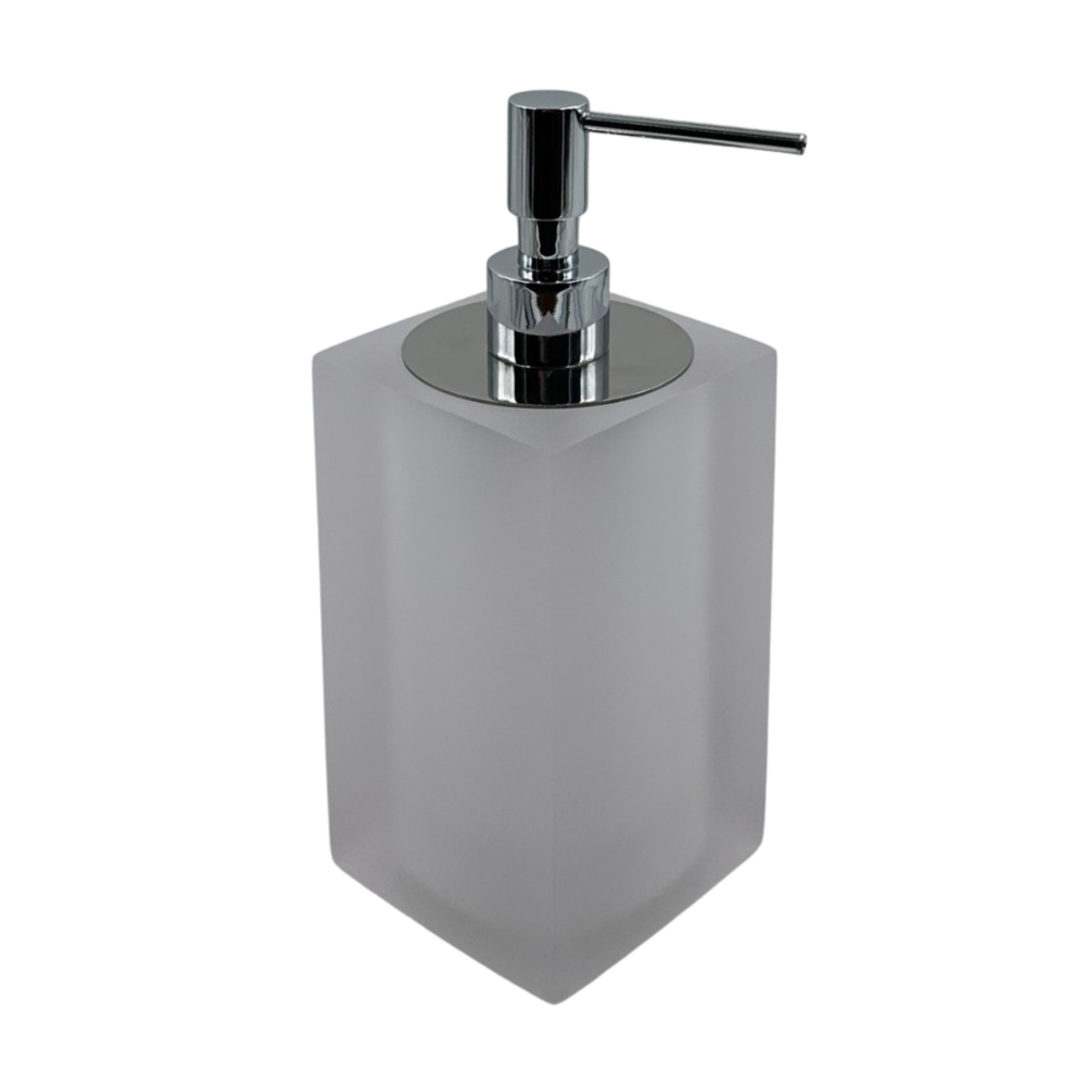 Porta Sabonete Líquido Em Resina Cristal Fosco - Cromado