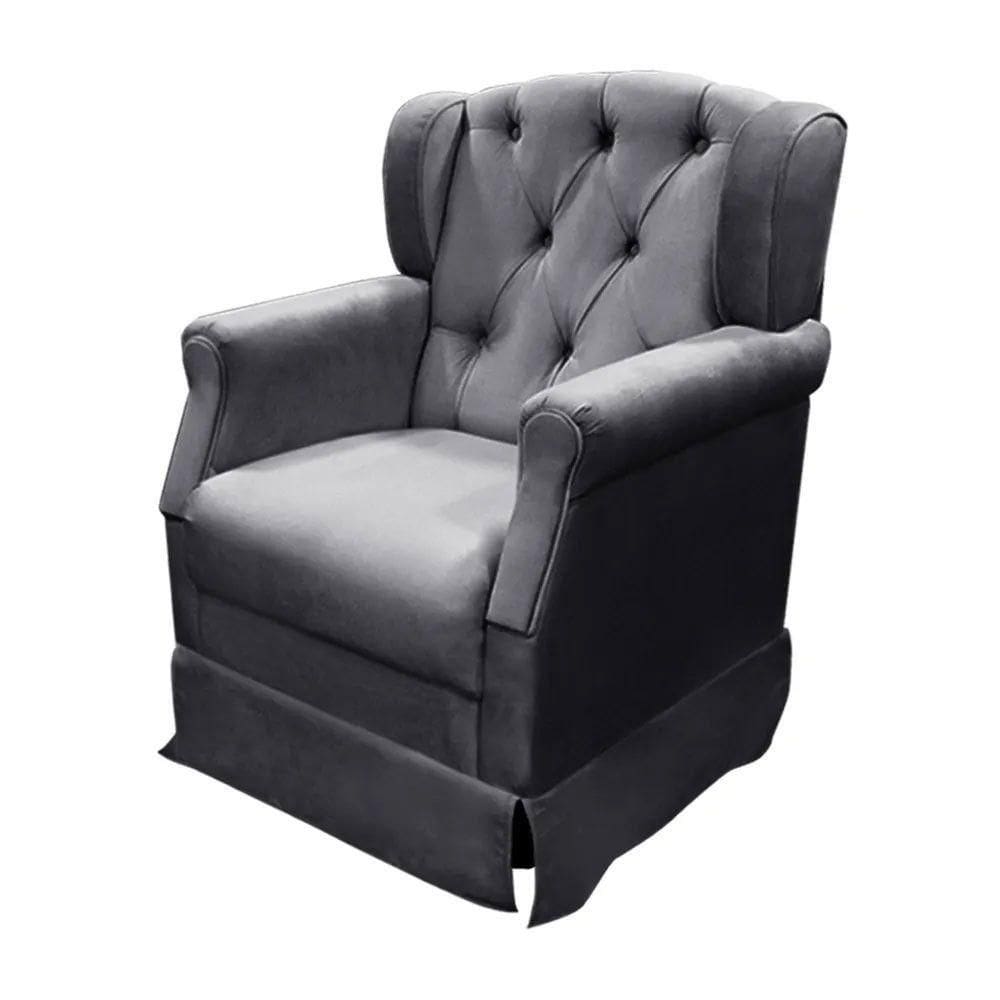 Poltrona Cadeira De Amamentação Balanço Ternura Suede Star Confort Chumbo