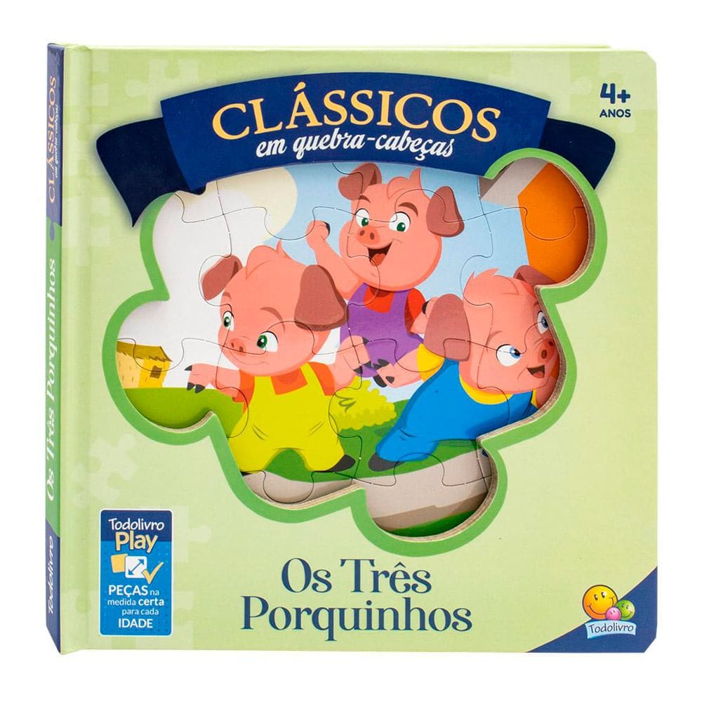 Livro Clássicos em Quebra Cabeças Os Três Porquinhos Todo Livro Play 4+ Anos