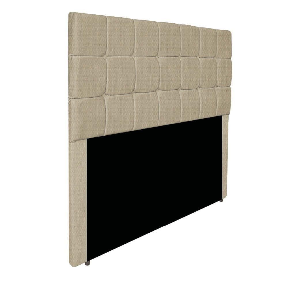 Cabeceira Estofada Manchester 140 Cm Casal Linho - Doce Sonho Móveis Cor Bege
