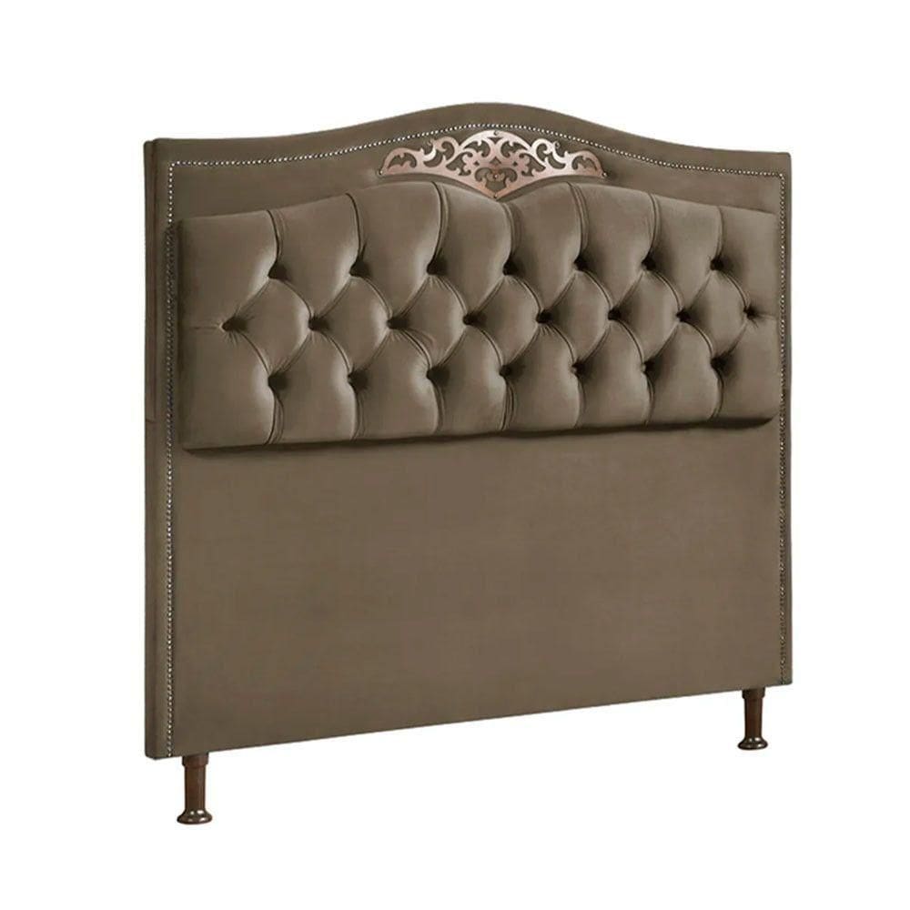 Cabeceira Holanda 1,60 Queen Veludo Shop Das Cabeceiras Marrom Castor