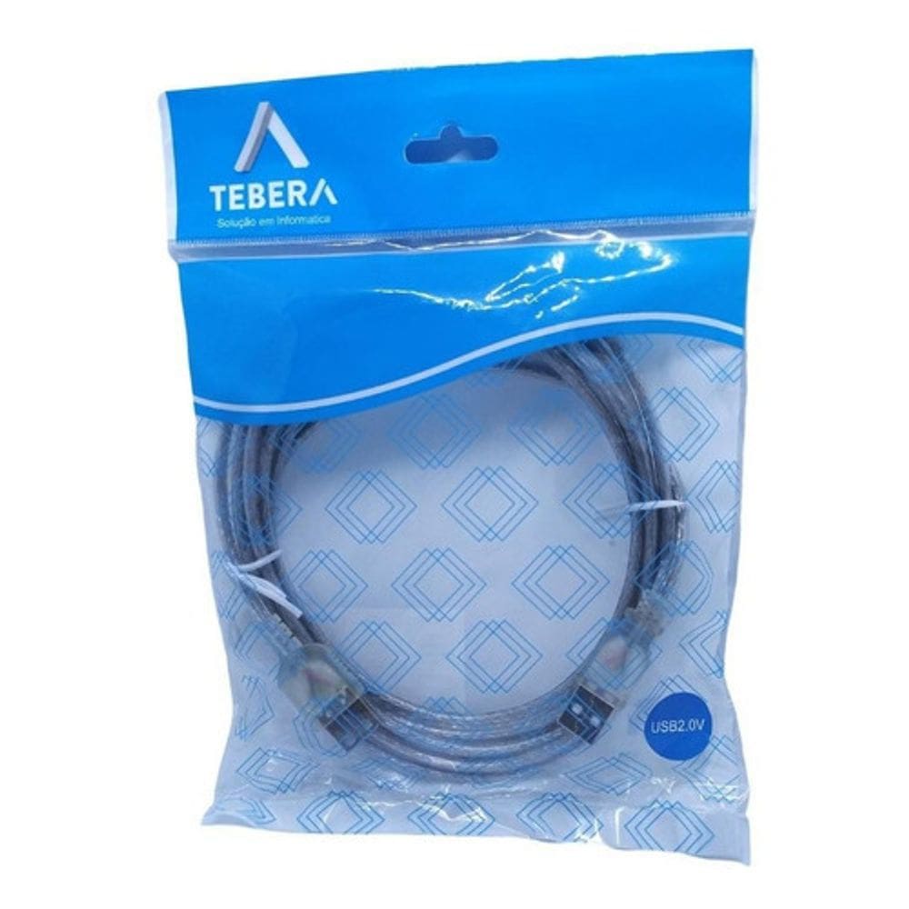 Cabo Usb A Macho X Usb B Femêa 2.0 Tebera 3 Metros Cristal