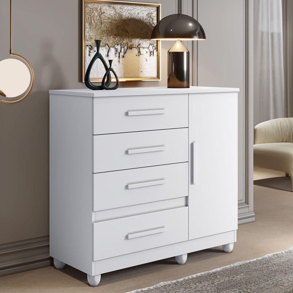 Cômoda Florença 1 Porta 4 Gavetas Benetil Cor:branco