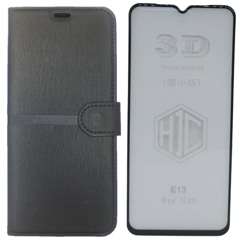 Kit Capa Carteira Compatível Com Motorola E13 + Película 3D
