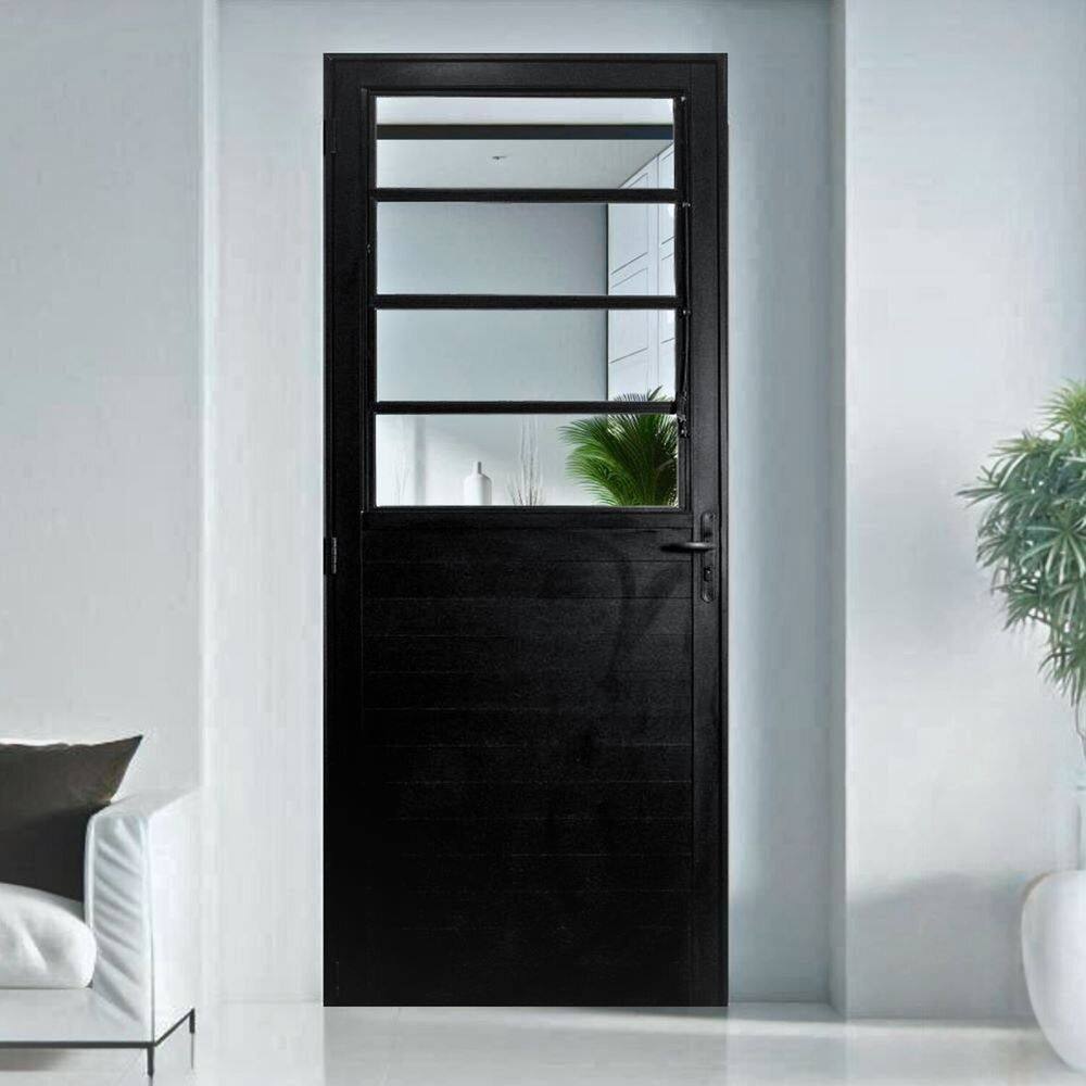 Porta Basculante Lambril Alumínio 2,10 X 80 Lado Direito Preto Preto