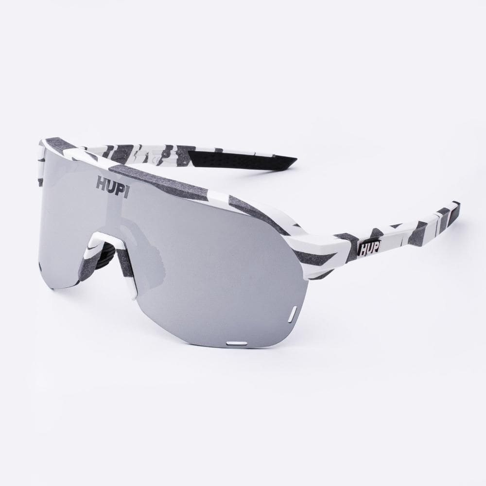 Óculos de Sol HUPI Huez Camo Branco e Cinza- Lente Prata Espelhado