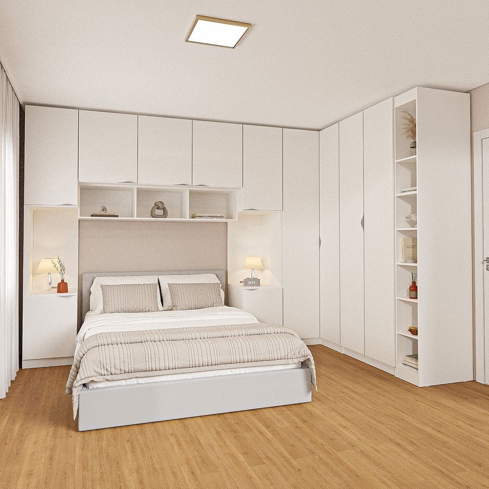 Guarda-roupa Modulado de Canto 11 Portas 7 Peças Hera Cabecasa Madeiramadeira Branco Geada/Cinza